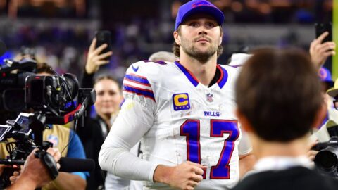 Josh Allen and the Buffalo Bills during their 37-34 overtime win over the Los Angeles Rams
