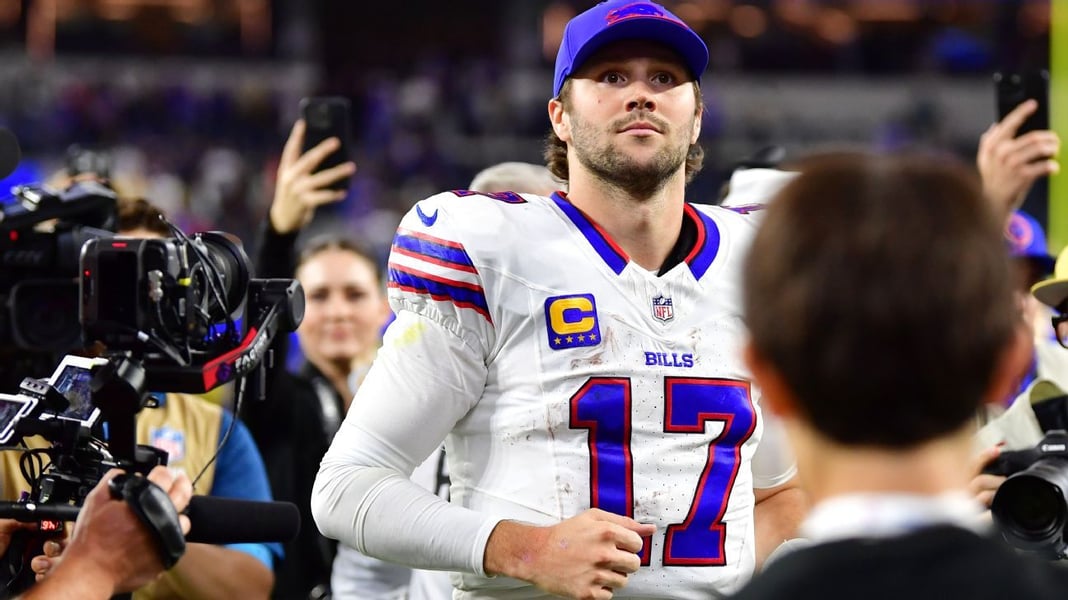 Josh Allen and the Buffalo Bills during their 37-34 overtime win over the Los Angeles Rams