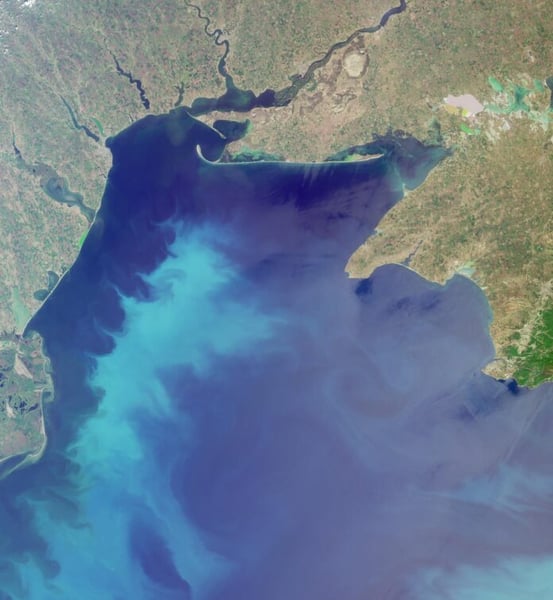 Satellite view of the Black Sea and surrounding coastlines captured by NASA's Terra spacecraft