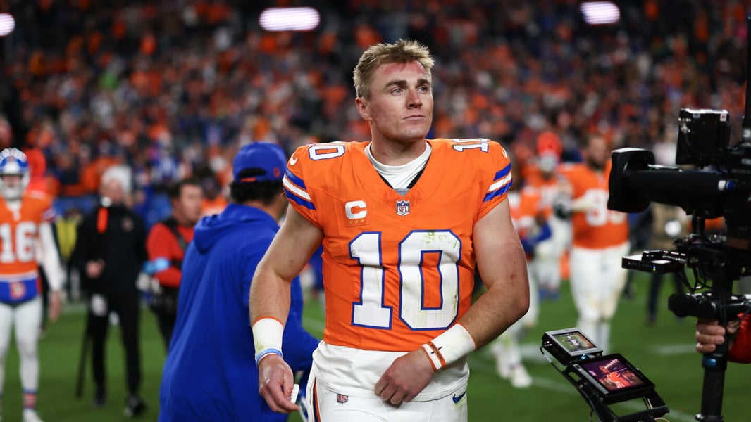 Image accompanying NBC Sports’ report on Ryan Fitzpatrick’s criticism of Bo Nix after Denver’s overtime win.