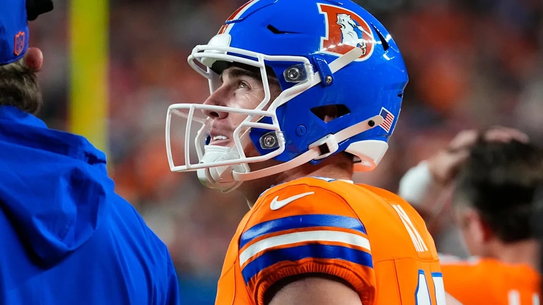 Image accompanying USA TODAY’s report on Ed McCaffrey’s defense of Bo Nix.