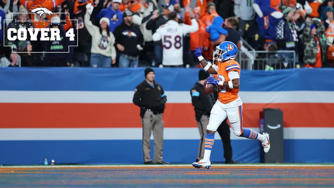 Photograph accompanying the Denver Broncos’ official recap of their overtime victory over Seattle.