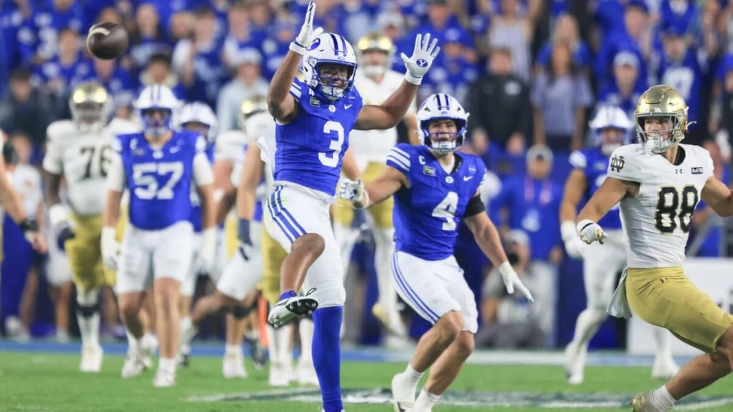 Image accompanying CBS Sports’ report on BYU’s 28-24 win over Notre Dame.