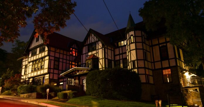 Chi Phi fraternity house in Ithaca, New York, photographed October 2