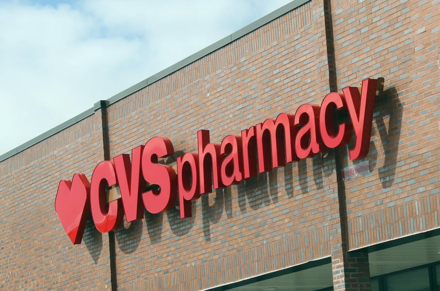 CVS Pharmacy sign on a brick storefront