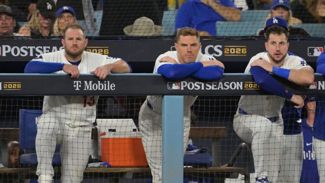 Photograph accompanying ESPN's report on the Dodgers' elimination in the 2026 NLCS.