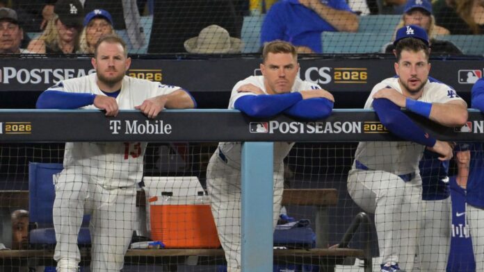 Photograph accompanying ESPN's report on the Dodgers' elimination in the 2026 NLCS.