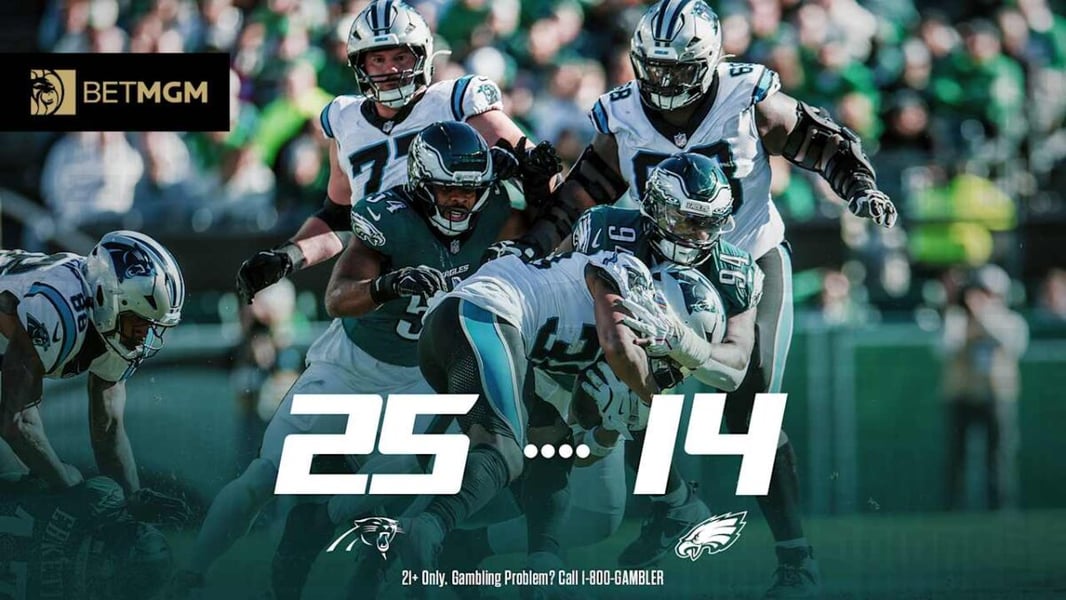 Background image from the Eagles’ official Week 6 game recap, not a photograph of Hurts’ treatment or the league’s review.