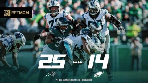 Image accompanying the Philadelphia Eagles' official recap of their 25-14 Week 6 loss to the Carolina Panthers.
