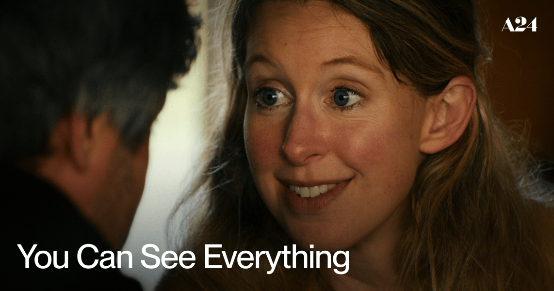 Promotional artwork for You Can See Everything, a documentary about Elizabeth Holmes.