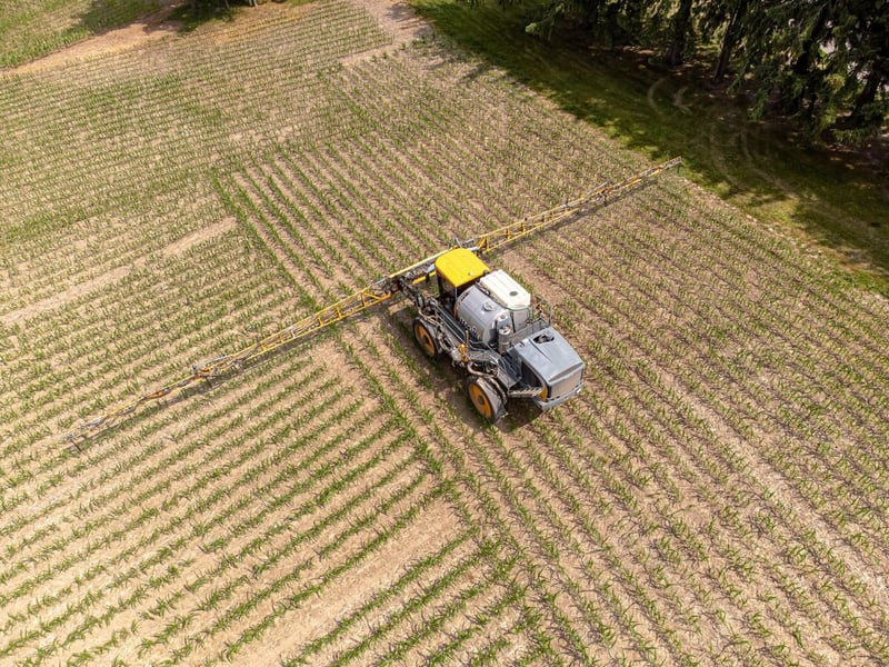 Fertilizer being spread on a farm