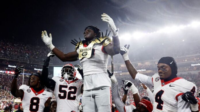 Lead image from ESPN coverage of Georgia’s rise to No. 1 in the AP Top 25