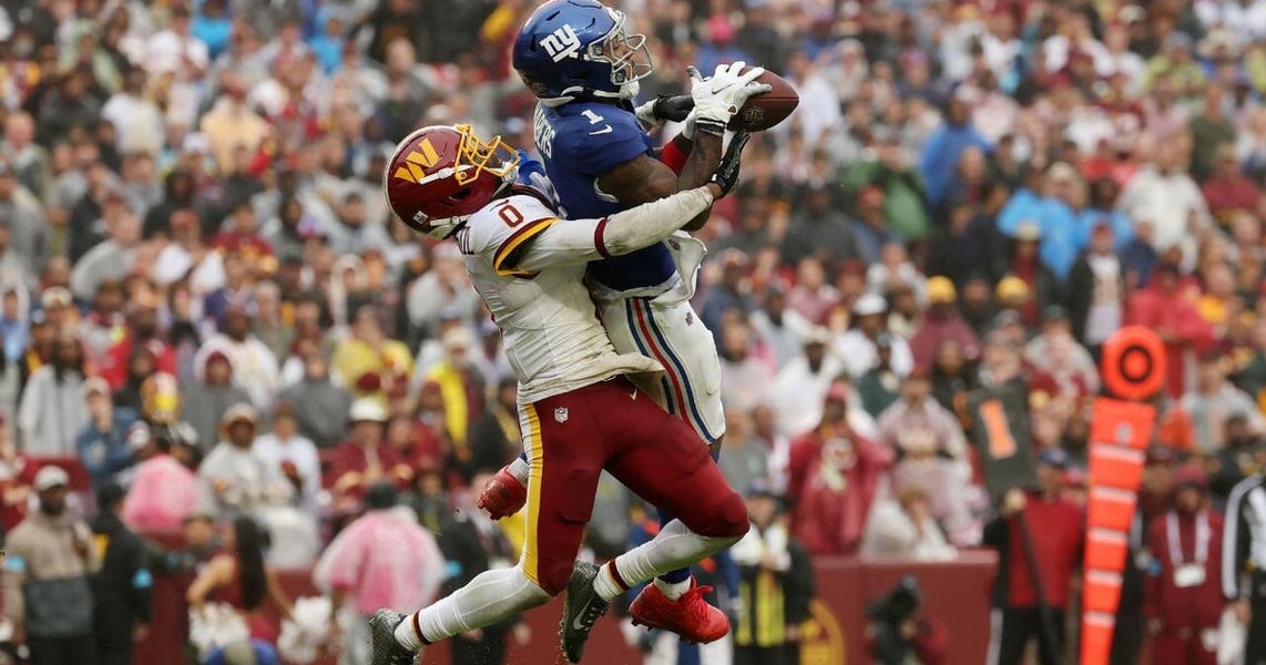 Image from CBS News coverage of the Giants–Commanders overtime tie