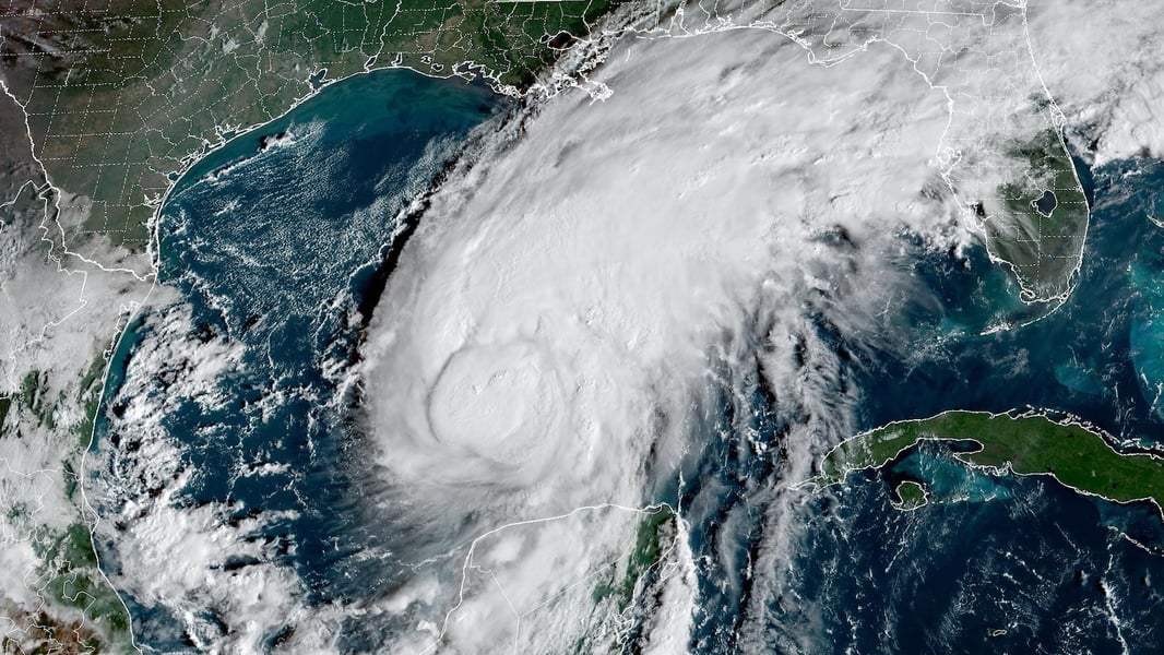 Satellite image of Hurricane Isaias over the Gulf of Mexico heading toward the northern Gulf Coast