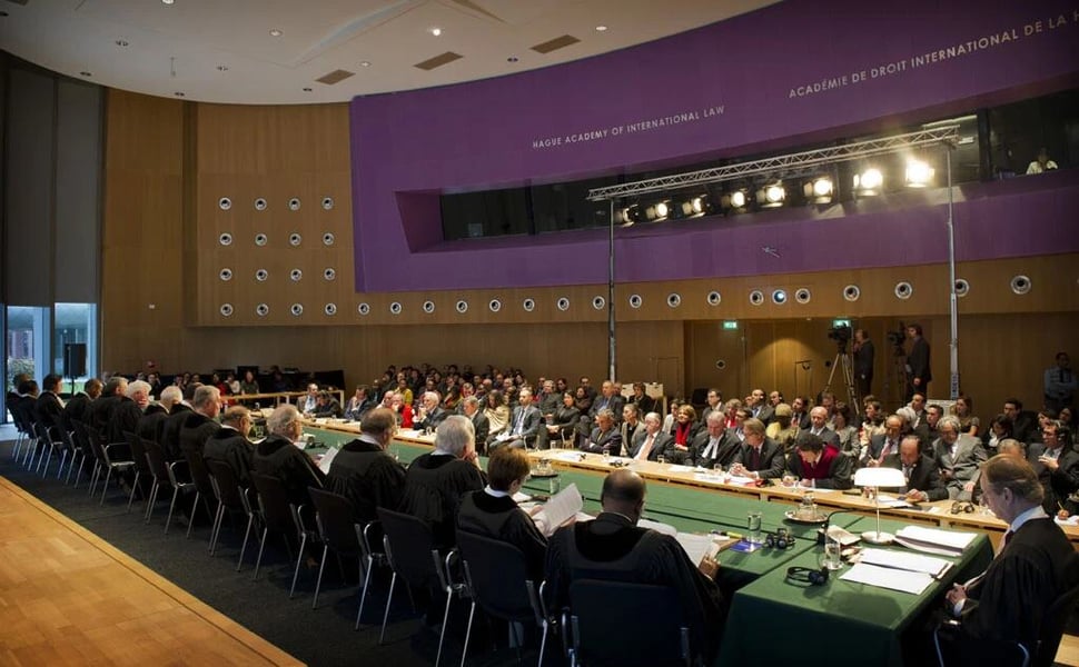 Judges of the International Court of Justice at the bench during delivery of the 2012 judgment in the Nicaragua and Colombia maritime dispute