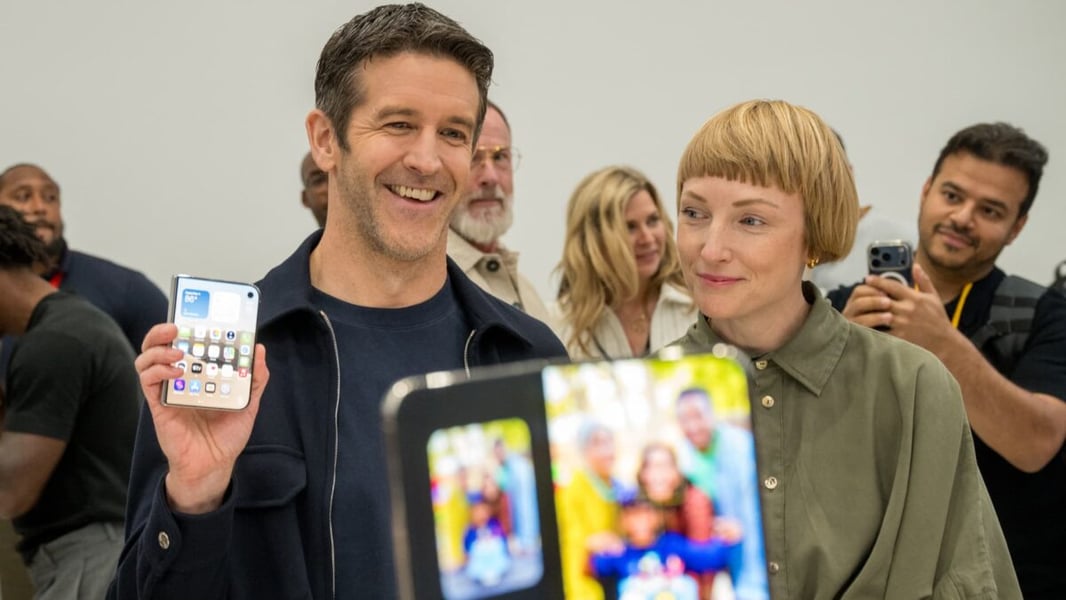 Apple CEO John Ternus and industrial design vice president Molly Anderson present iPhone Duo at Apple Park on September 9, 2026