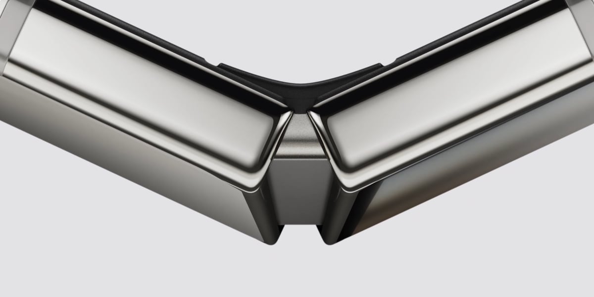 Close-up of the hinge on Apple's iPhone Duo foldable phone
