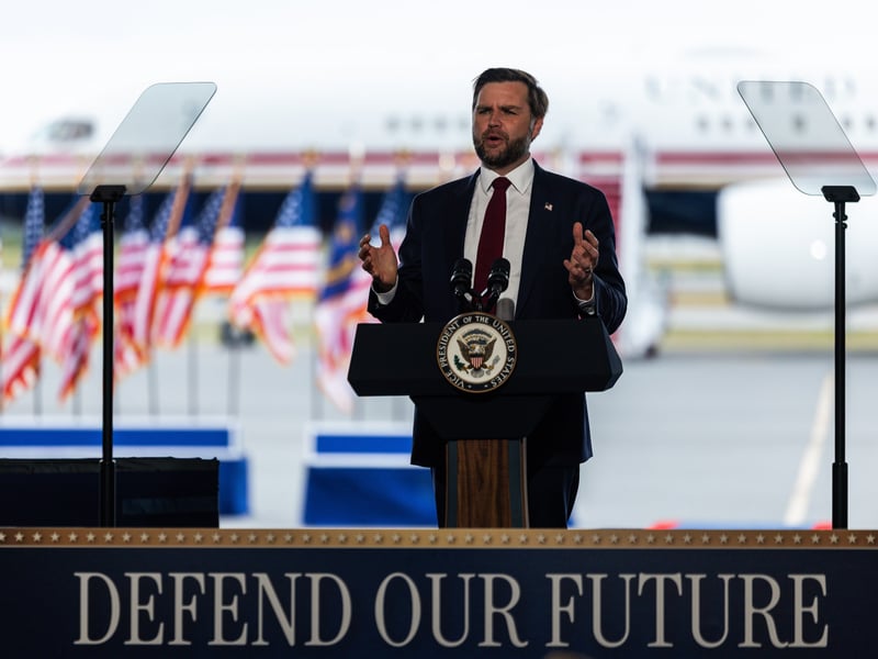JD Vance speaking at a midterm campaign rally in Kinston, North Carolina