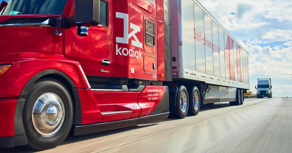 Kodiak driverless truck on a highway, company-supplied image