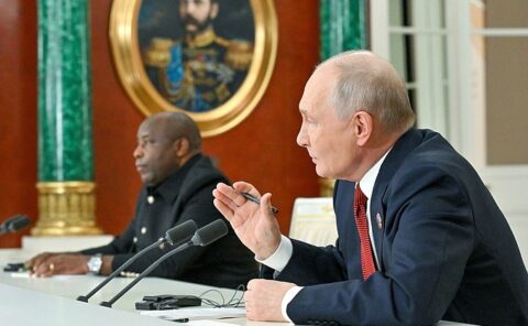 Photograph accompanying the Kremlin report on the Russia-Africa summit press conference