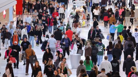 Crowds of shoppers inside the Mall of America in Bloomington, Minnesota