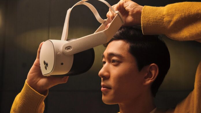 Meta Quest 3S mixed-reality headset promotional image