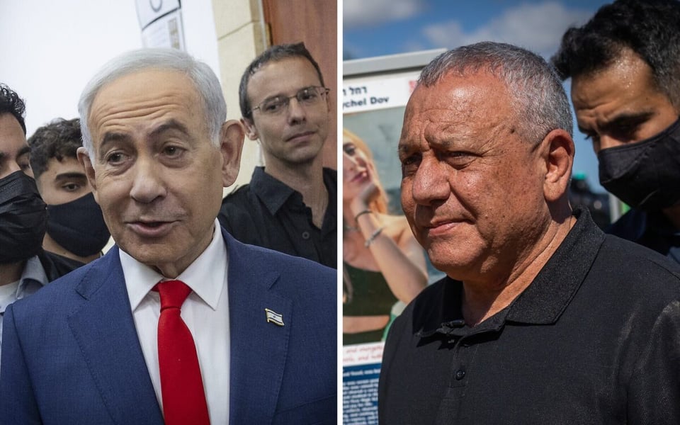 Two-photo montage of Benjamin Netanyahu, left, and Gadi Eisenkot, right
