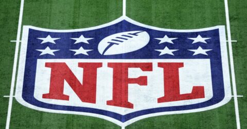 NFL field logo in the image accompanying CBS Boston's CTE study report