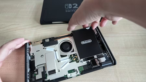 Nintendo's battery-replacement demonstration for the user-replaceable-battery Switch 2