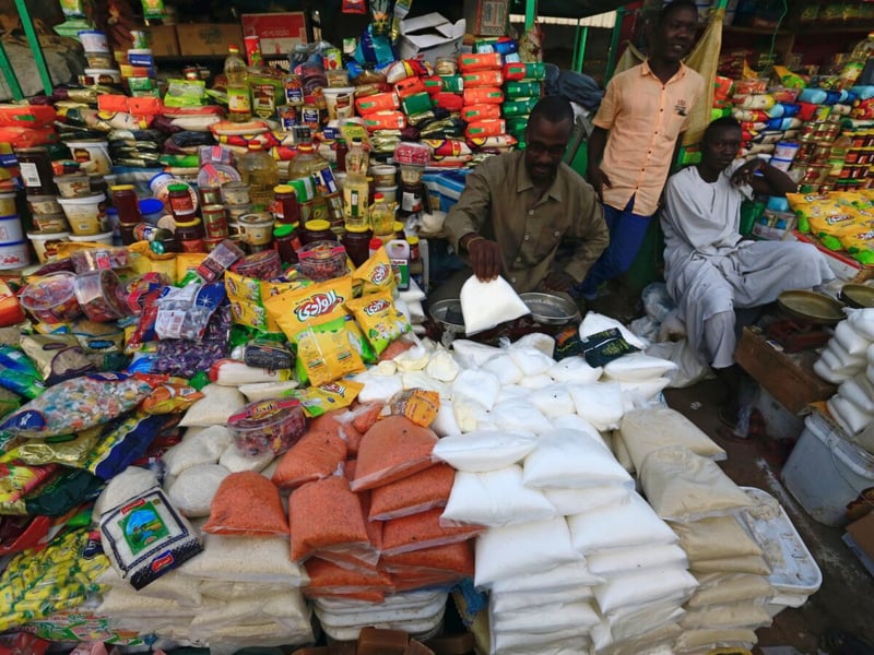 Vendors display goods at a market in Nyala, Sudan, in a file photograph