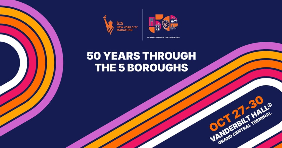 Image from New York Road Runners' page marking 50 years of the New York City Marathon's five-borough course