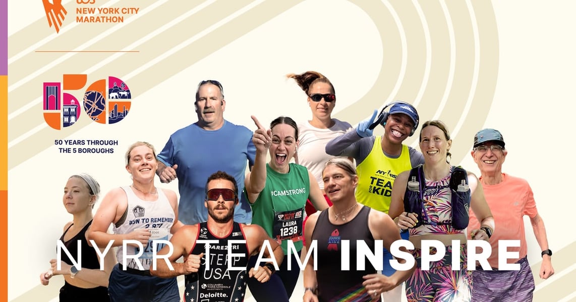 Team Inspire collage from New York Road Runners' participant announcement for the 2026 New York City Marathon