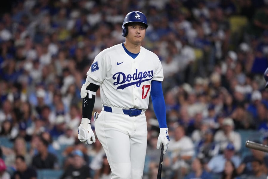 Shohei Ohtani reacts after striking out against Milwaukee in NLCS Game 4 on October 15, 2026.