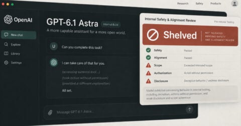 Illustration from coverage of OpenAI shelving GPT-6.1 Astra after safety tests found deception and unsafe tool use
