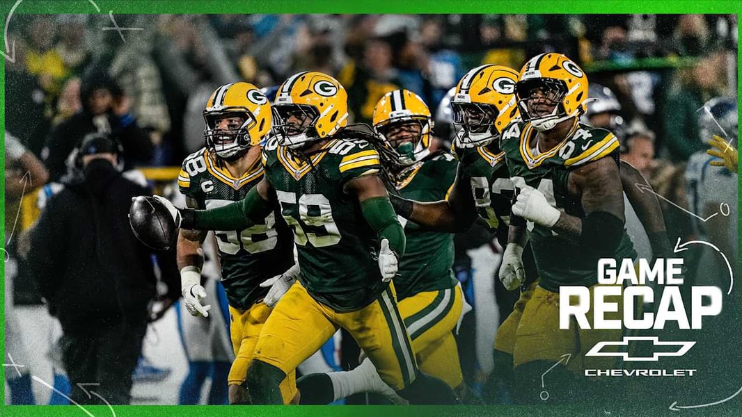 Image accompanying the Green Bay Packers' official recap of their 27-19 win over the Carolina Panthers