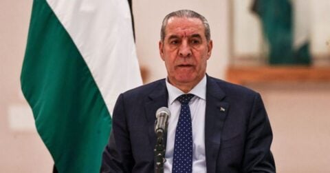 Palestinian Vice President Hussein al-Sheikh at a meeting with ambassadors in Ramallah, West Bank, file photo