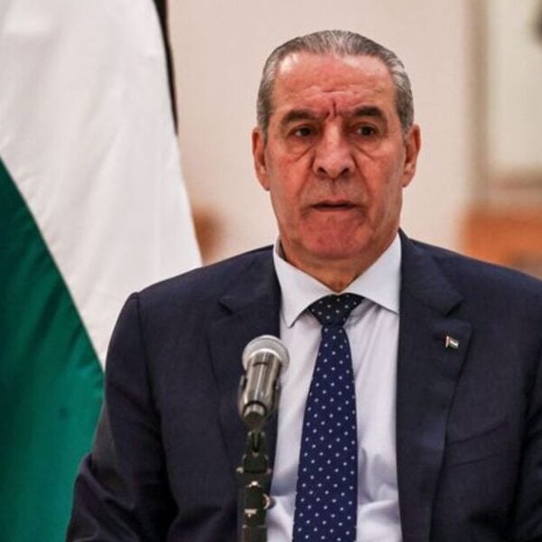 Palestinian Vice President Hussein al-Sheikh at a meeting with ambassadors in Ramallah, West Bank, file photo