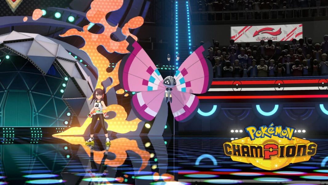 Official artwork accompanying the Pokémon Champions Vivillon rewards promotion