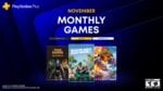 Promotional graphic for PlayStation Plus November 2026 Monthly Games showing Dead Island 2, Tomb Raider IV-VI Remastered and Monster Train 2
