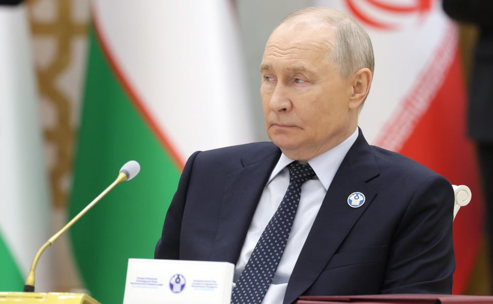 Vladimir Putin seated at the CIS heads of state meeting in Turkmenistan on October 9, 2026
