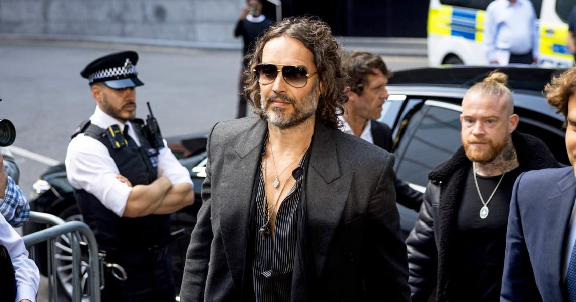 Russell Brand arriving at a London court in May 2025 to face rape and sexual assault charges