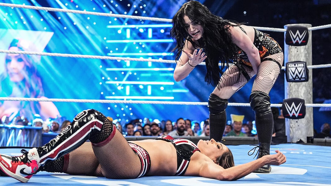 Official WWE video thumbnail for Paige versus Nikki Bella on the October 16, 2026 SmackDown.
