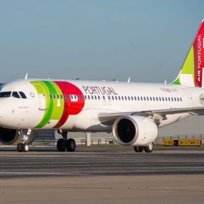 A TAP Air Portugal Airbus A320neo on the apron