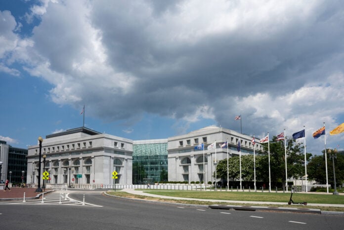 Exterior of the Thurgood Marshall Federal Judiciary Building in Washington, home of the Administrative Office of the U.S. Courts
