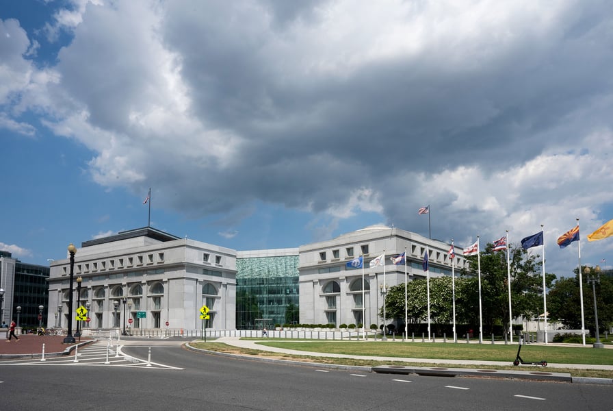 Exterior of the Thurgood Marshall Federal Judiciary Building in Washington, home of the Administrative Office of the U.S. Courts
