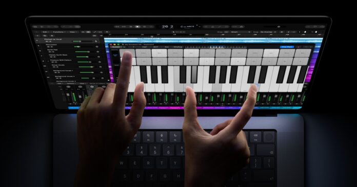 Official Apple promotional image of the MacBook Pro with PROLED XDR Display and Touch