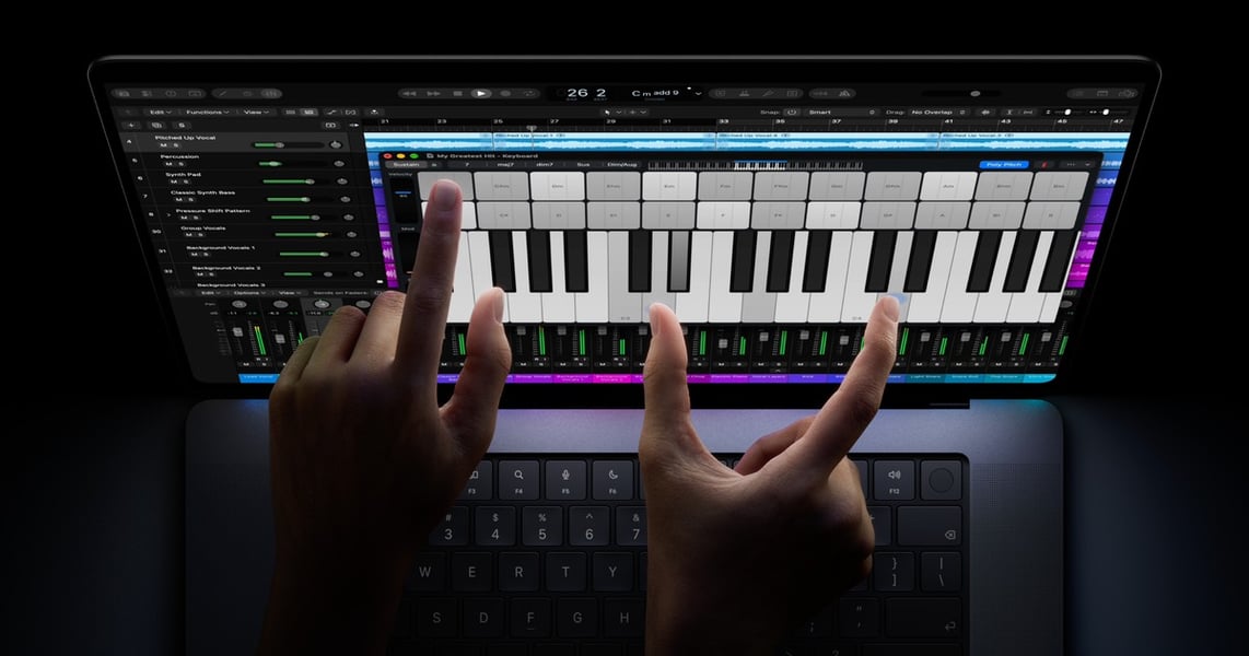 Official Apple promotional image of the MacBook Pro with PROLED XDR Display and Touch