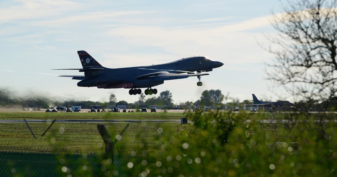A US B-1B bomber at RAF Fairford before the aircraft were redeployed
