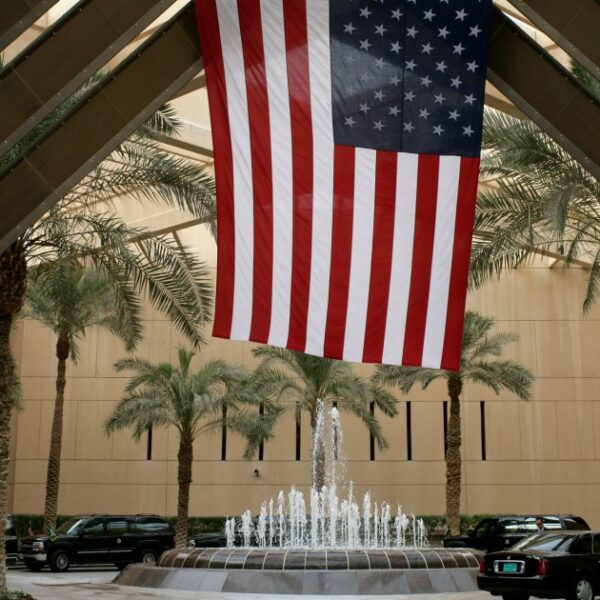 US Embassy compound in Riyadh, Saudi Arabia, where staff levels were reduced