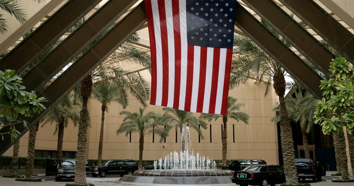 US Embassy compound in Riyadh, Saudi Arabia, where staff levels were reduced